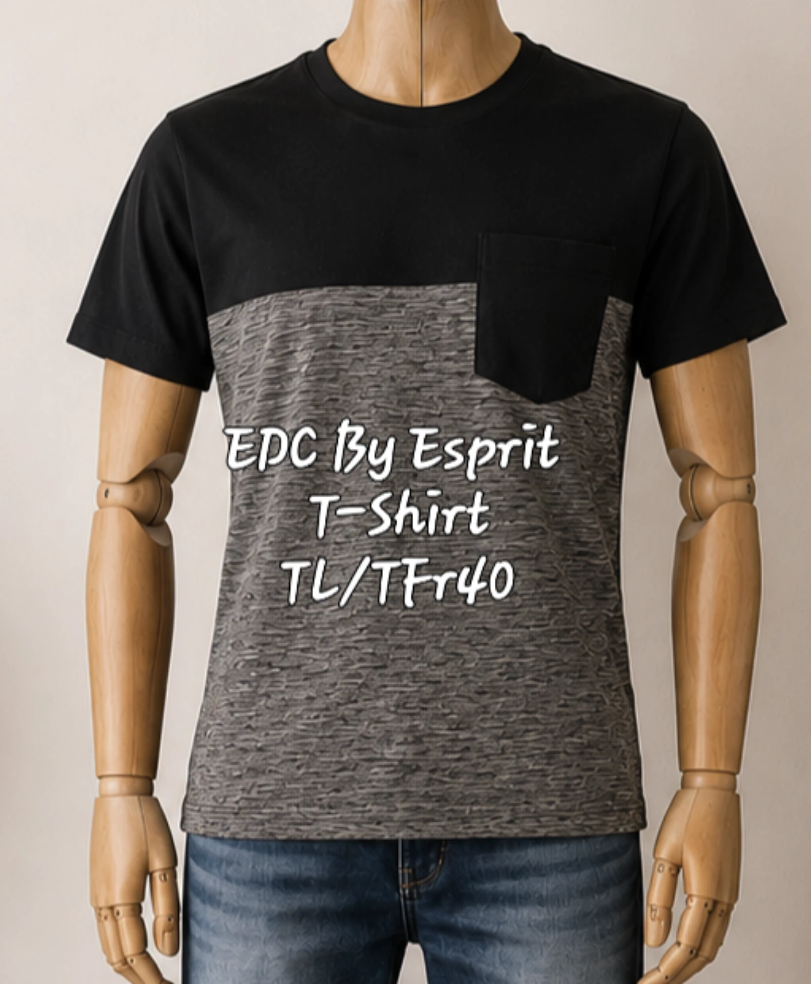 EDC By Esprit T-Shirt TL/TFr40-Noir-Poche sur le Devant en TBE